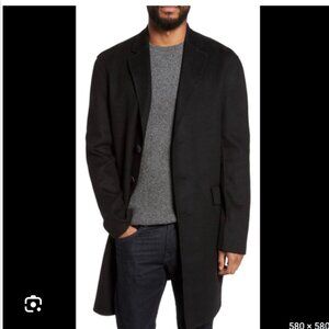 Lamarque Men's Black Coat Overcoat m medium Wool blend